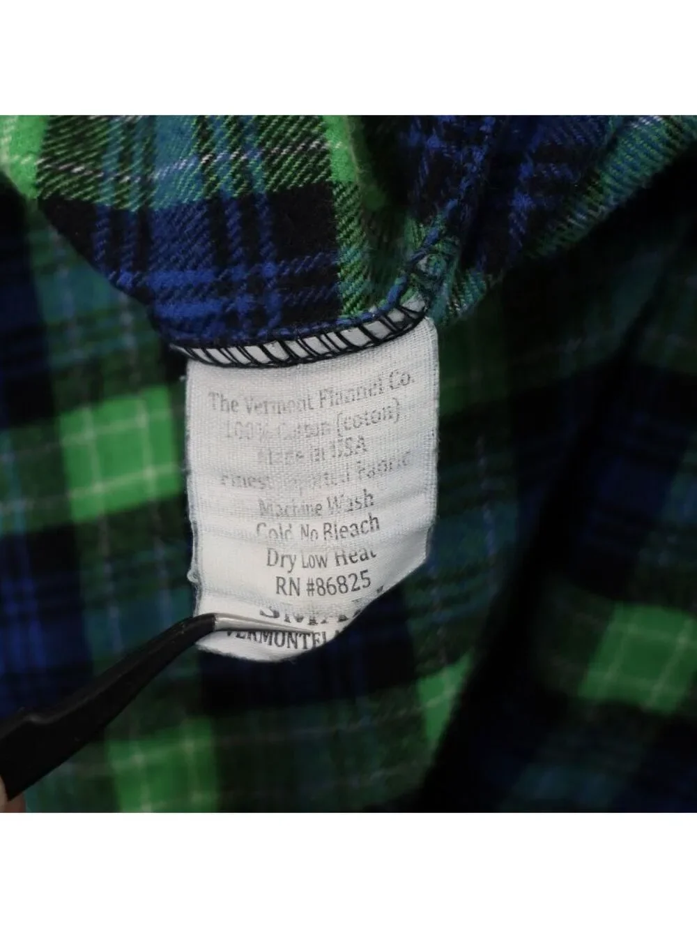 The Vermont Flannel Co PJ Pants Small Green Blue Plaid Cotton Pajama Lounge USA
